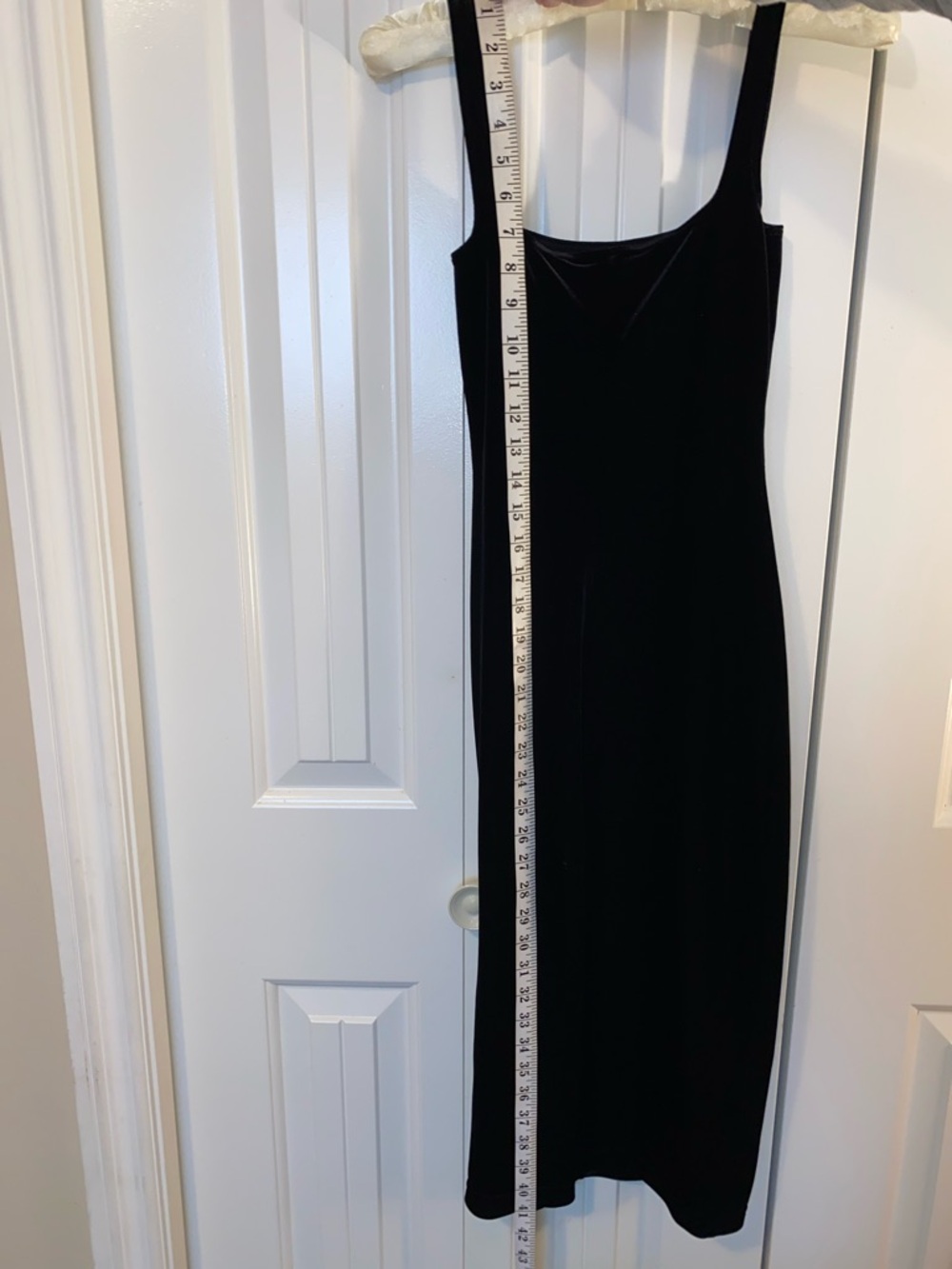 American Apparel Black Velvet Bodycon Midi Dress - Picture 8 of 9